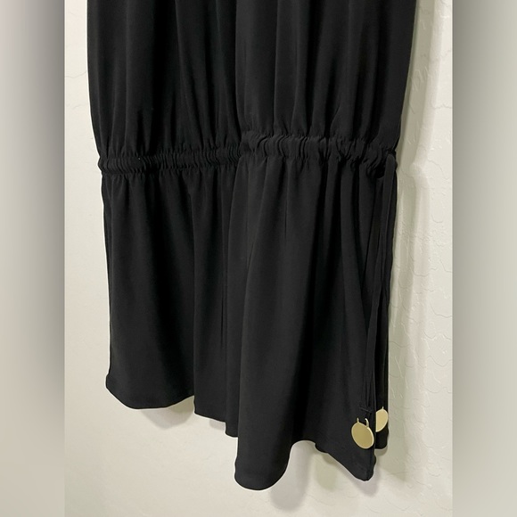 White House Black Market Black Swim Coverup Tank Dress Drawstring Gold - Medium - Picture 5 of 11